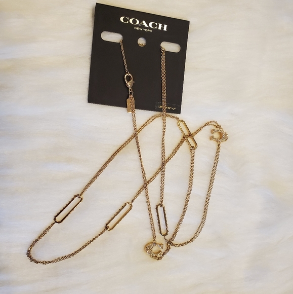 NWT COACH PAVE SIGNATURE LONG NECKLACE - Picture 5 of 12